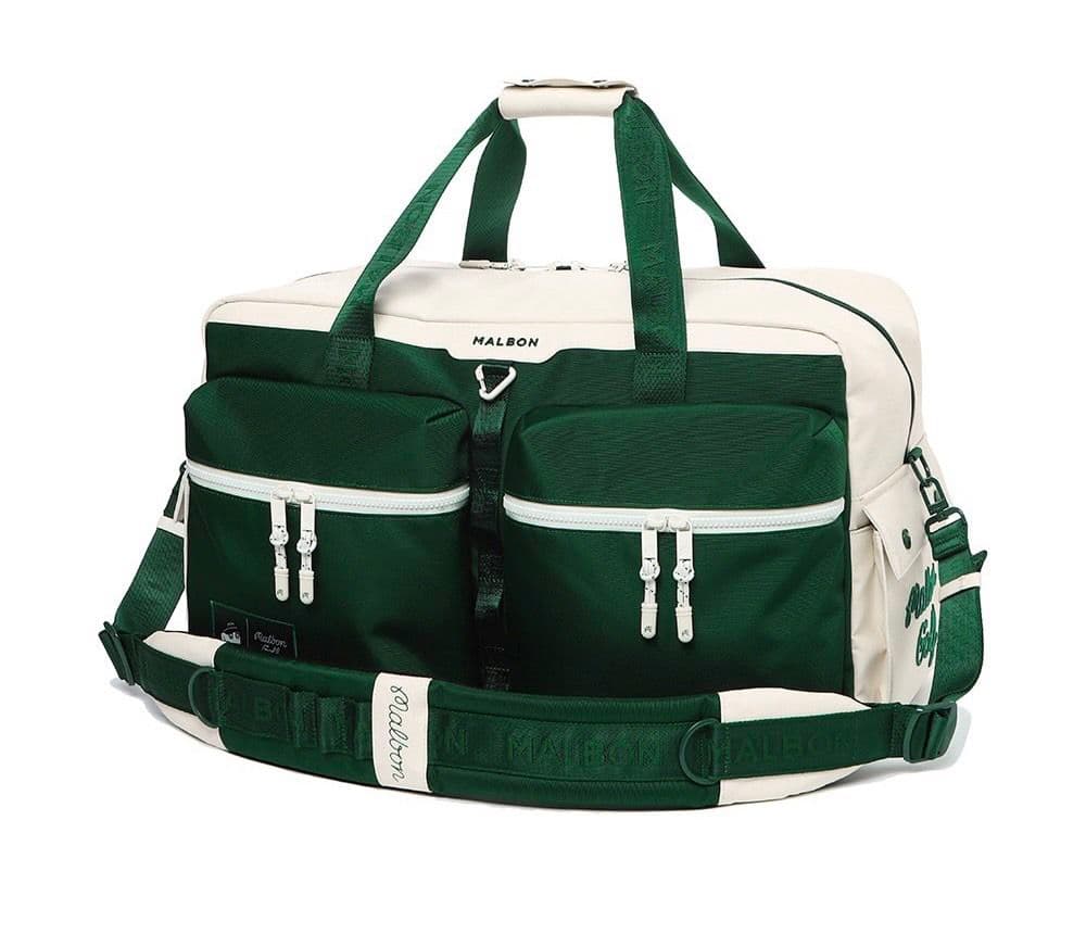 即発送●ボストンバッグ グリーン/アイボリーマルボンゴルフmalbon golf