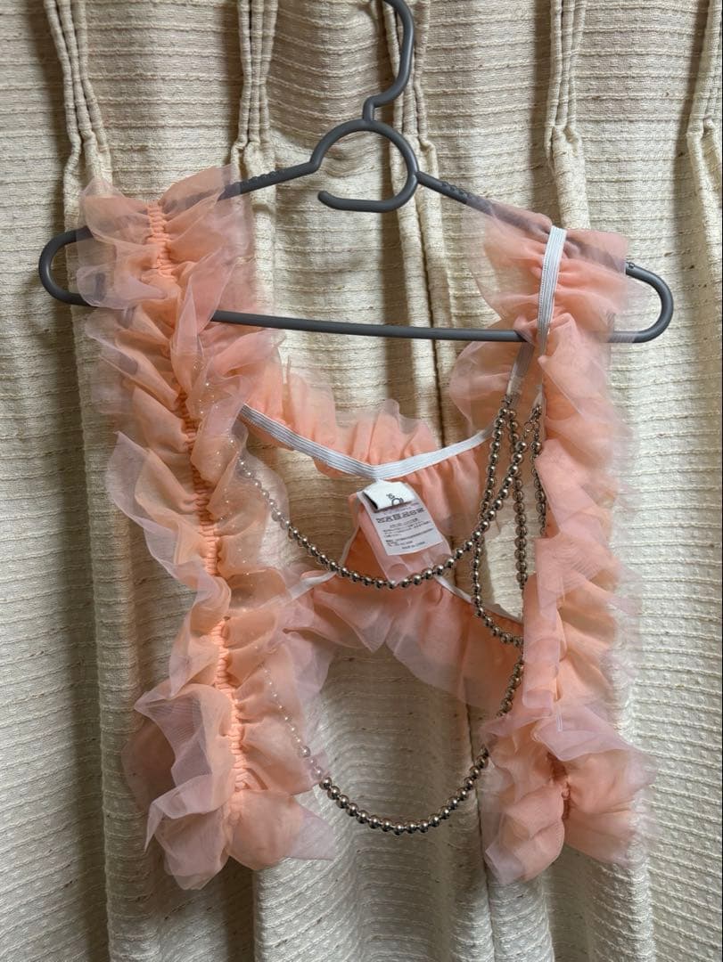 so.C.hu 2wayグラデーションフリル&ビジュービスチェ ピーチオレンジ