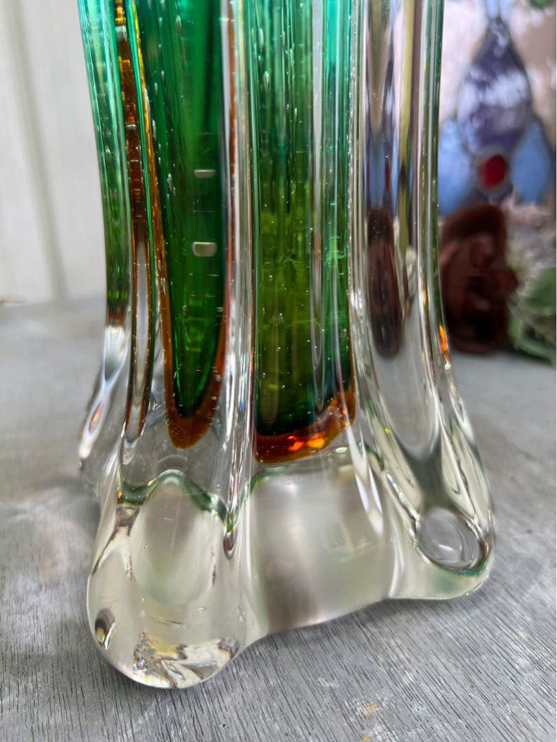bob＊マルティガラス 花瓶 45cm 重圧 気泡 インテリア 置物