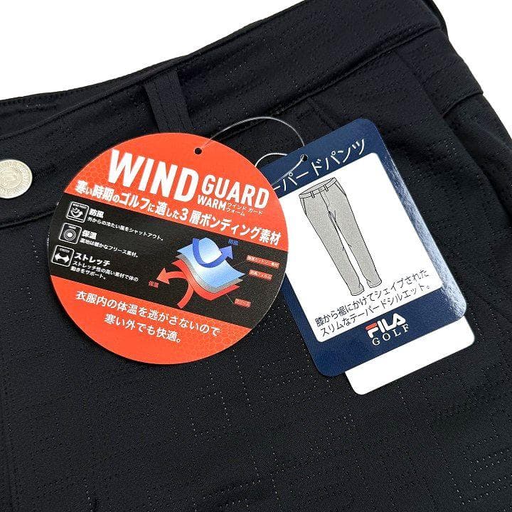 新品 フィラ ゴルフ 高周波キルト 3層ボンディング パンツ フリース 黒 78