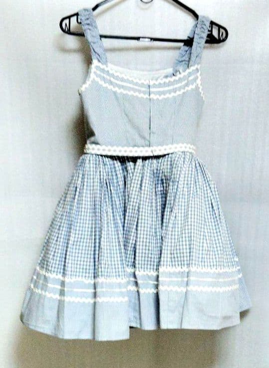 バレエ　衣裳　ミュージカルにも　ギンガムチェック水色ワンピース　4着まとめ