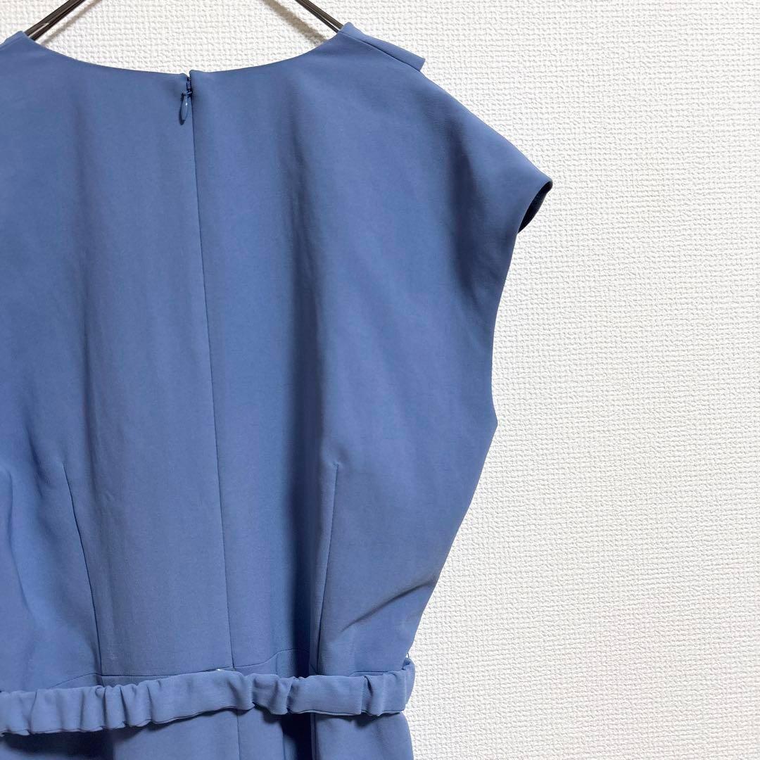 b362 ピンキー&ダイアン　上品Vネッククロスワンピース　金ベルト　フレンチ袖