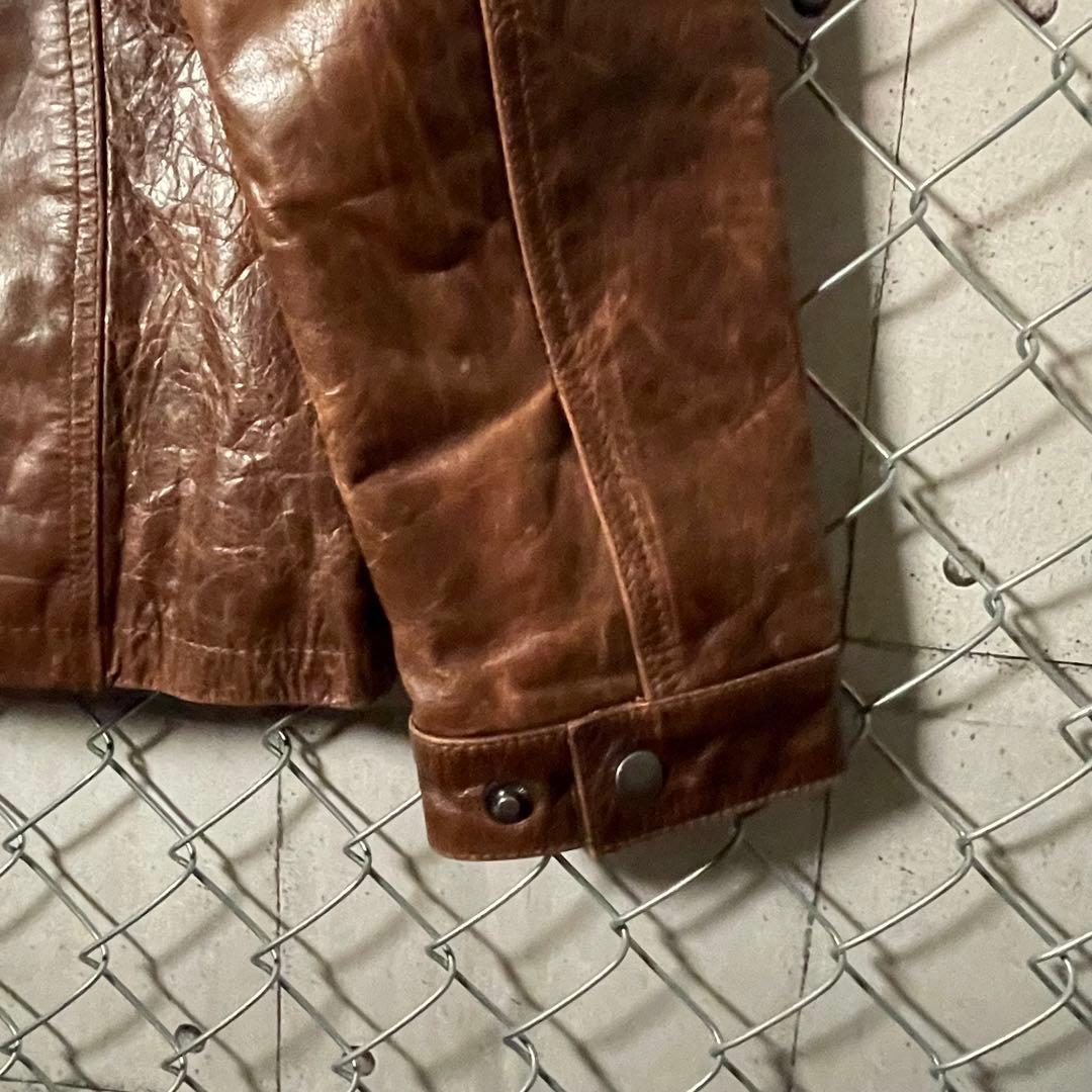 レザーフライトジャケット レザージャケット 革ジャン 本革 ブラウン M程