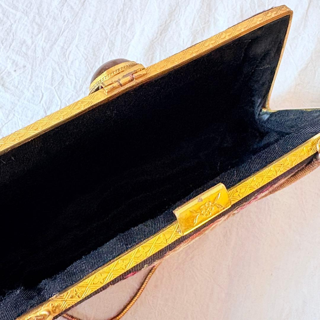 美品 プチポワン 細密刺繍 ハンドバッグ パーティーバッグ