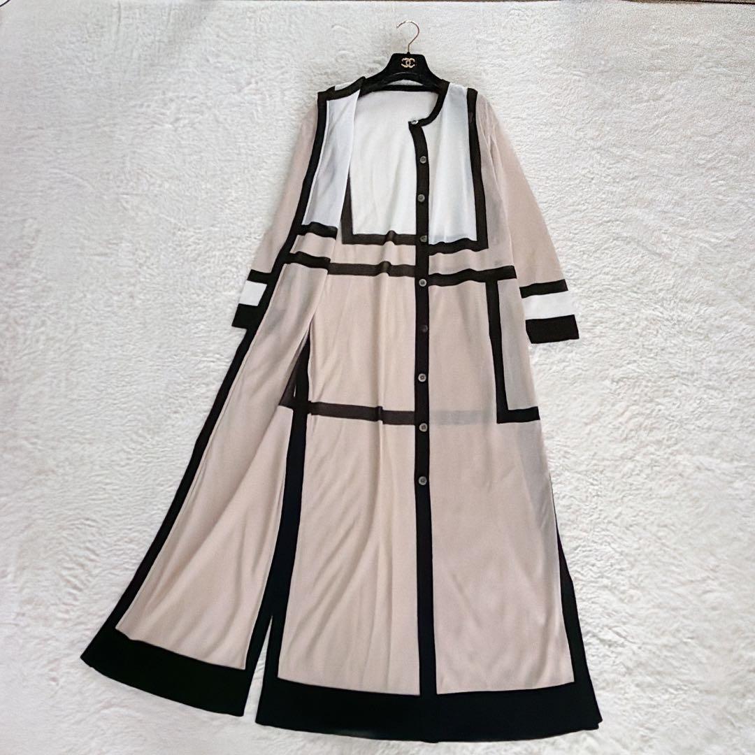 【アドーア】シアー パイピング ロングシャワンピース カーディガン モンドリアン