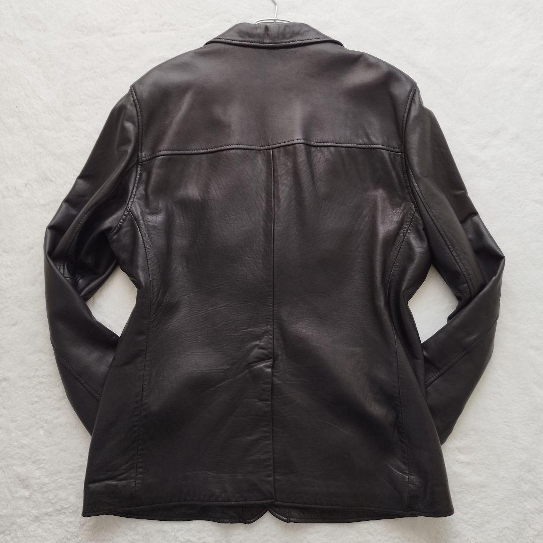 エディーバウアー ラムレザー 羊革 テーラードジャケット 2B ブラック