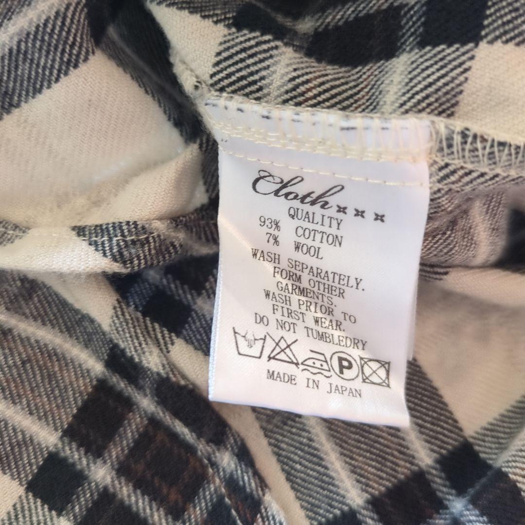 CLOTH&CROSS チェック　シャツ　ノーカラー　ハグオーワー
