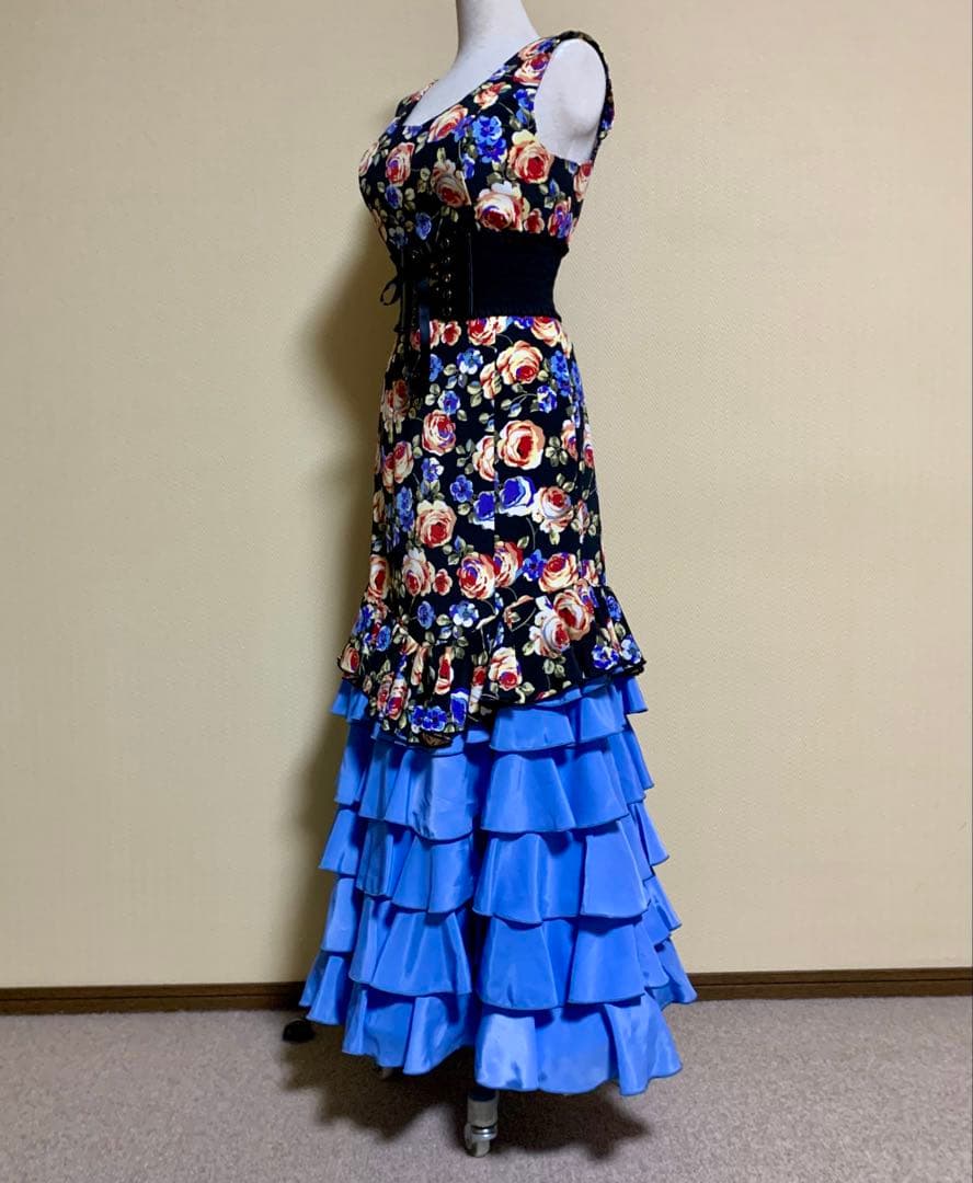 フラメンコ衣装　スペイン製ツーピース、ベルト付き