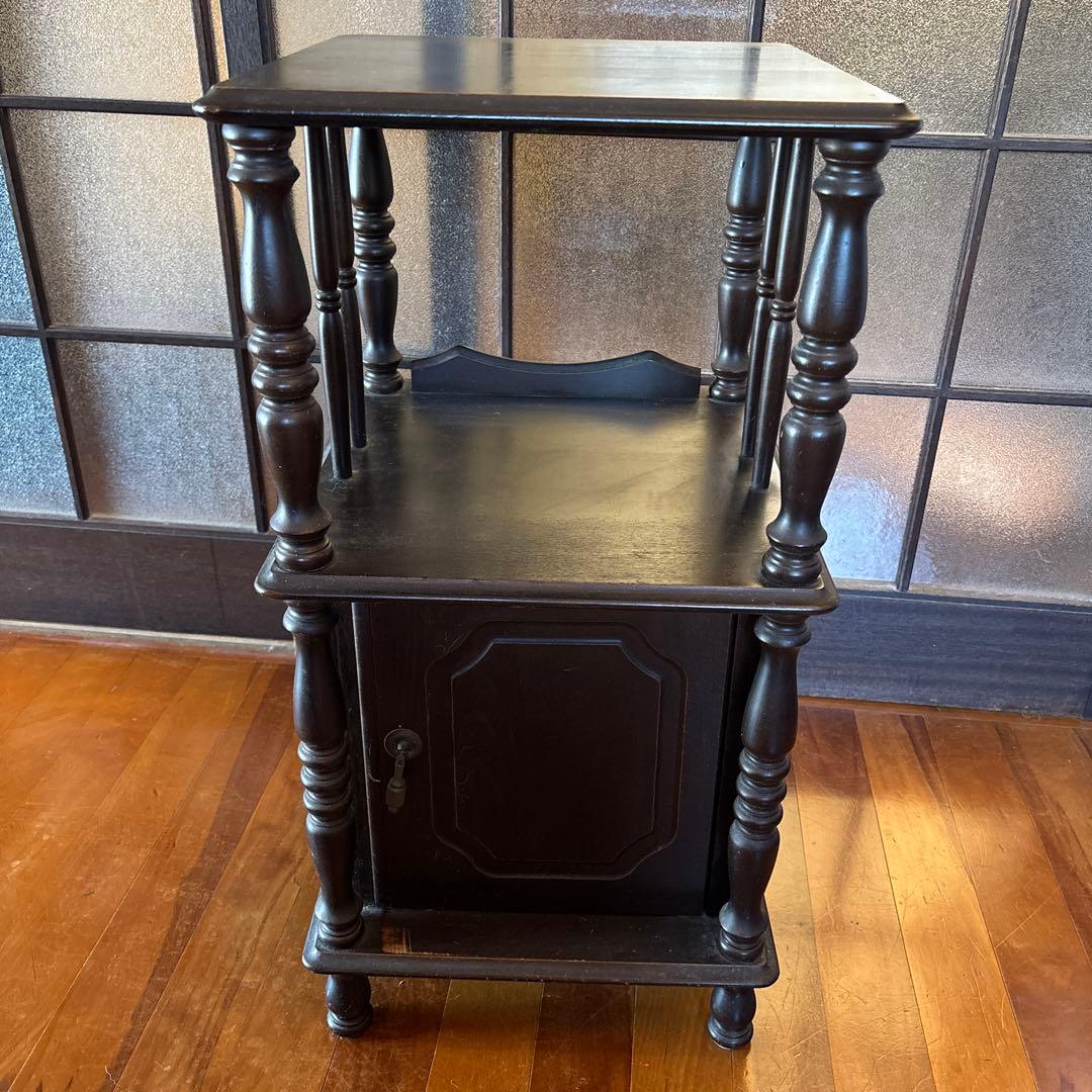 木製ラック ダークブラウン 2段式　訳あり　特価　棚　サイドテーブル　レトロ