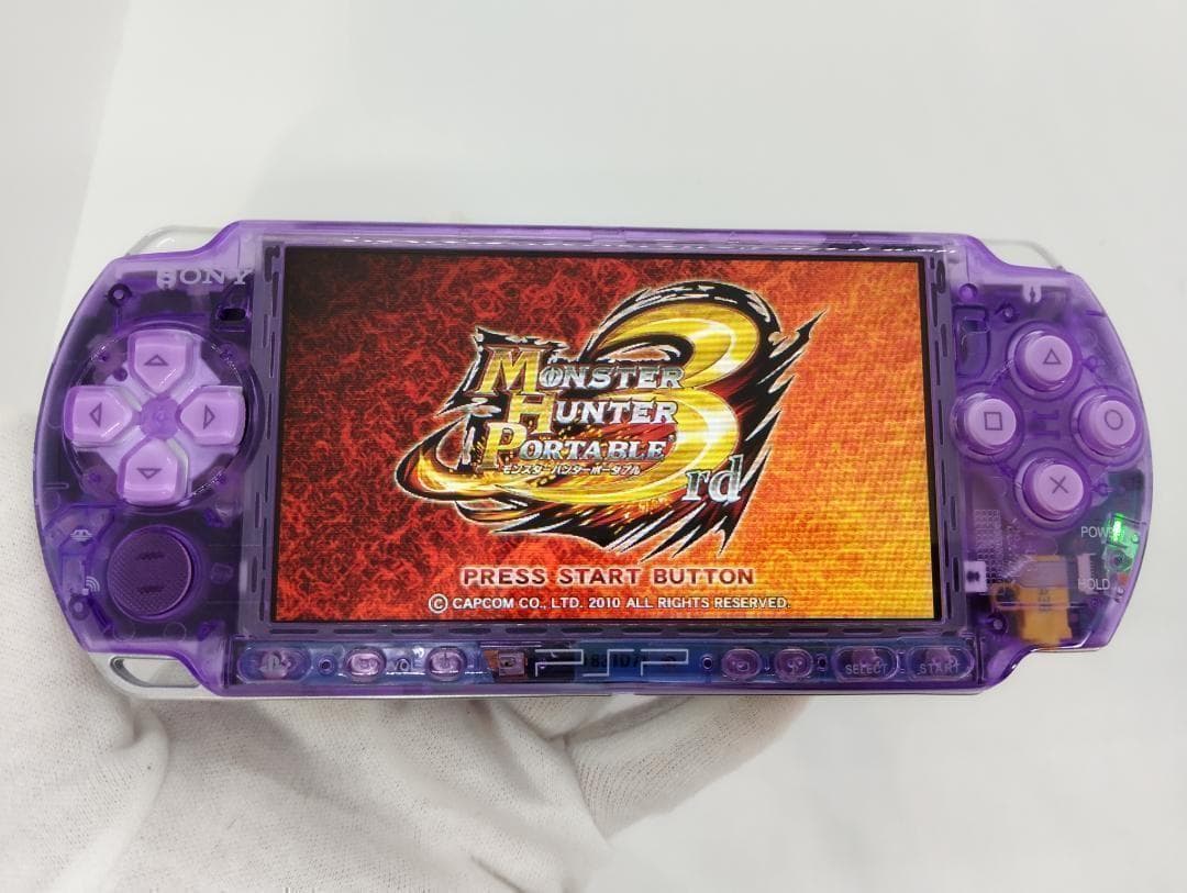 PSP 3000 すぐ遊べるセット【美品・カスタム】スケルトン　紫 パープル