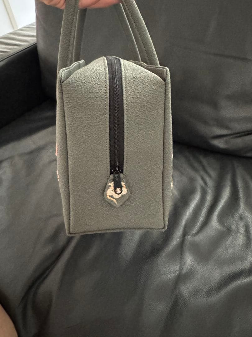 刺繍付きグレー和装用バッグ