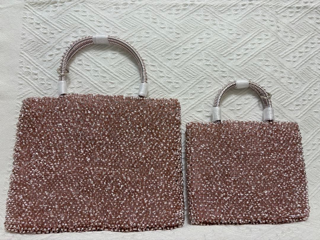 即日発送キラキラ　ワイヤーバッグ ショルダーバッグ　薄ピンク　25cmx20cm