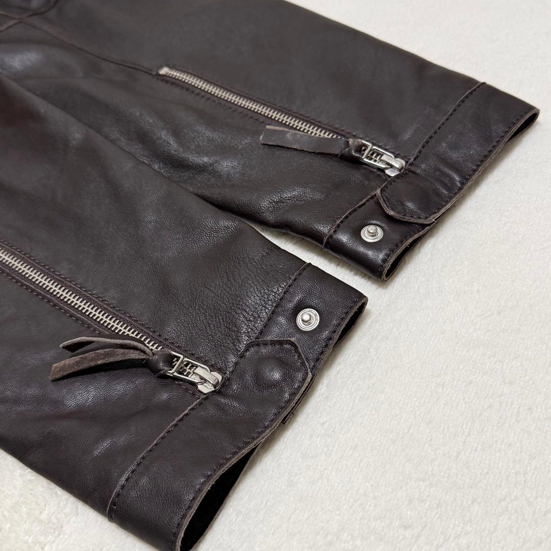 【タグ付き未使用】プリティグリーン レザージャケット シングルライダース 本革