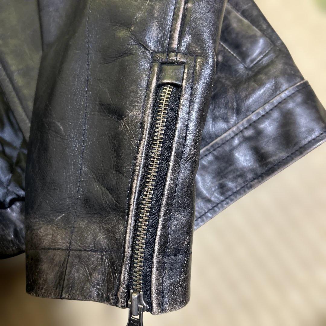 つ*様 GAP ボア襟 ブラックレザージャケット　チャック難あり