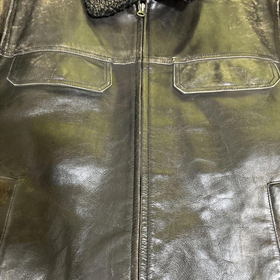 つ*様 GAP ボア襟 ブラックレザージャケット　チャック難あり