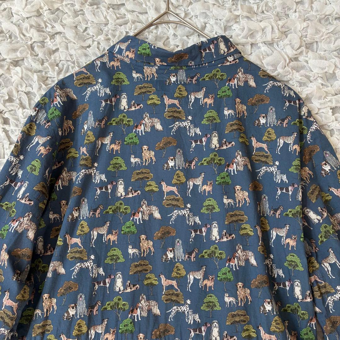 シャワーパーティ 犬柄 リバティ アニマルプリント 前開きワンピース