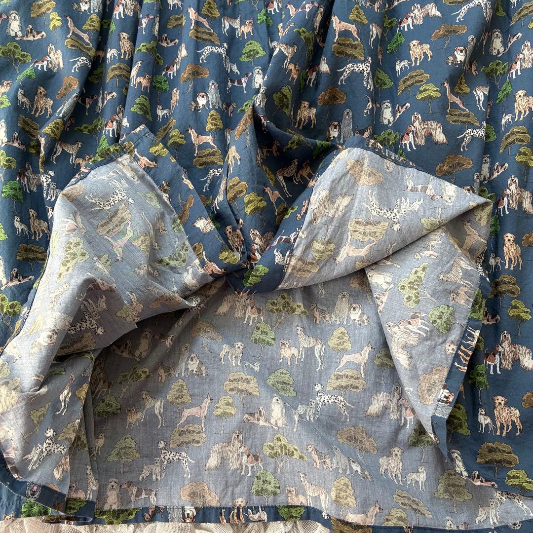 シャワーパーティ 犬柄 リバティ アニマルプリント 前開きワンピース