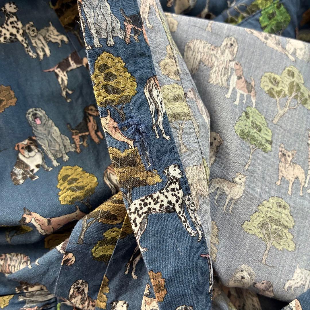 シャワーパーティ 犬柄 リバティ アニマルプリント 前開きワンピース