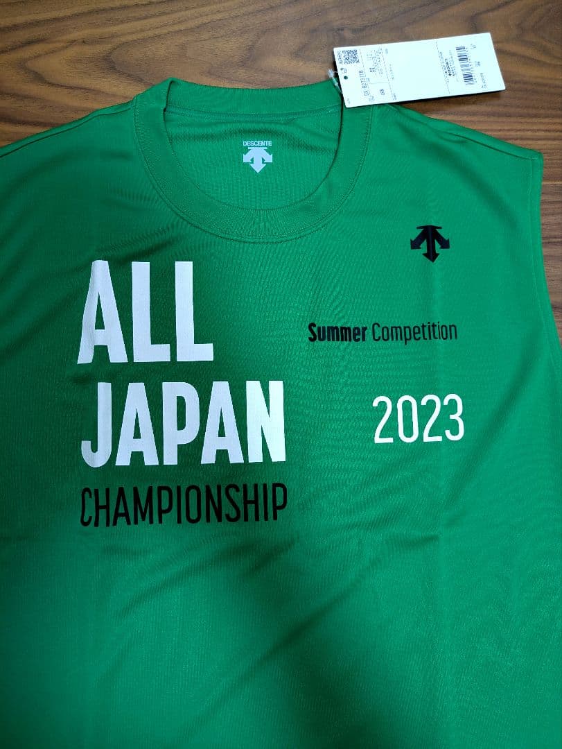 ☆グリーン　インターハイ　DESCENTE　デサント　ノースリーブ　シャツ　国体