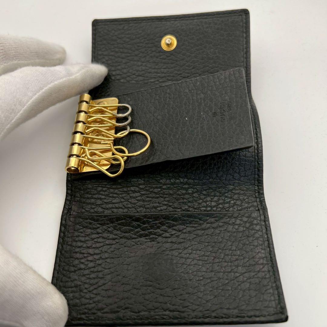 美品　グッチ　キーケース　GGマーモント　レザー　ブラック　GUCCI 箱付き