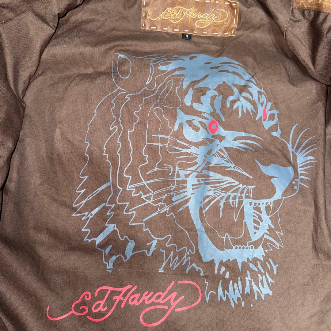 美品 ed hardy 00s VTG ブラウン 本革 レザージャケット