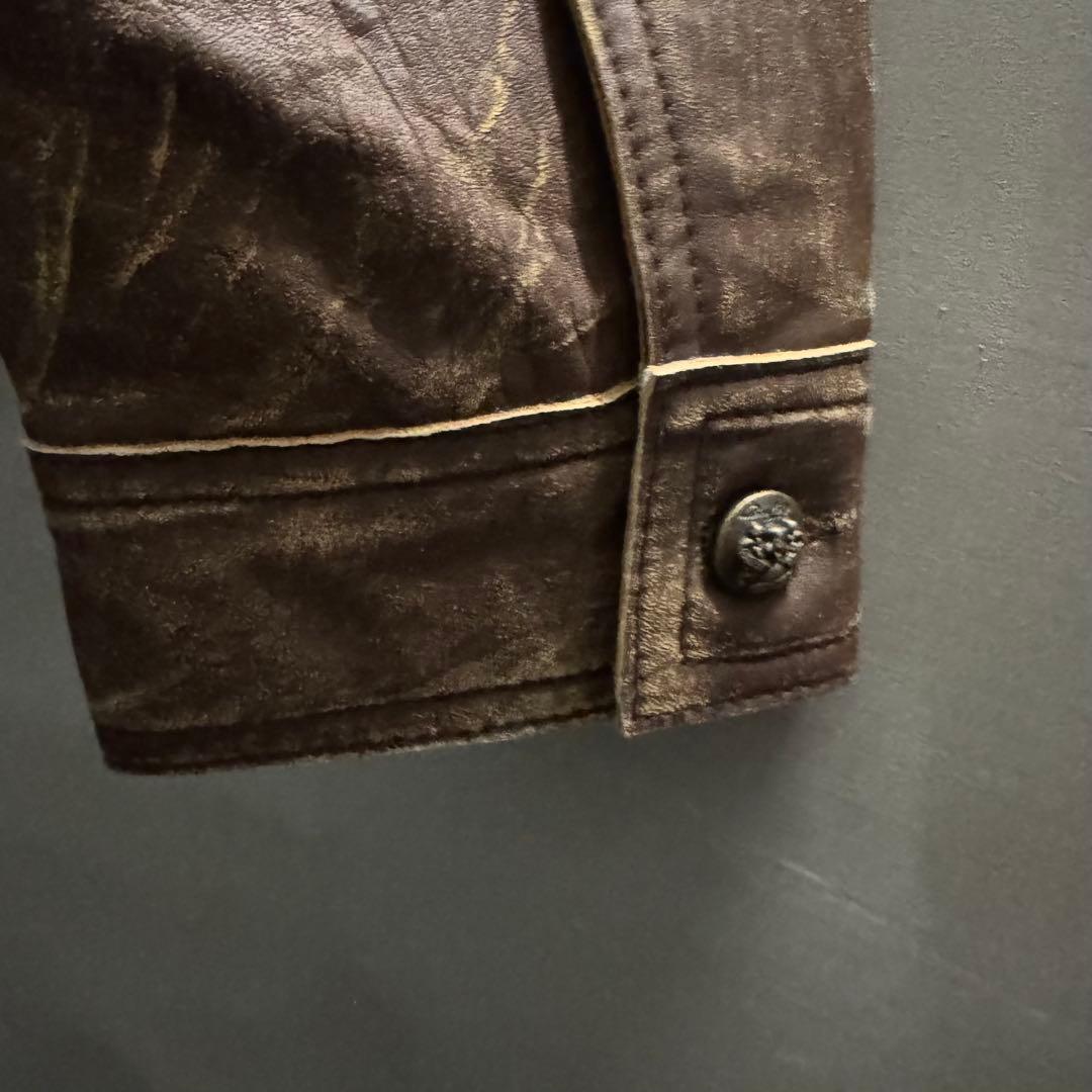 美品 ed hardy 00s VTG ブラウン 本革 レザージャケット