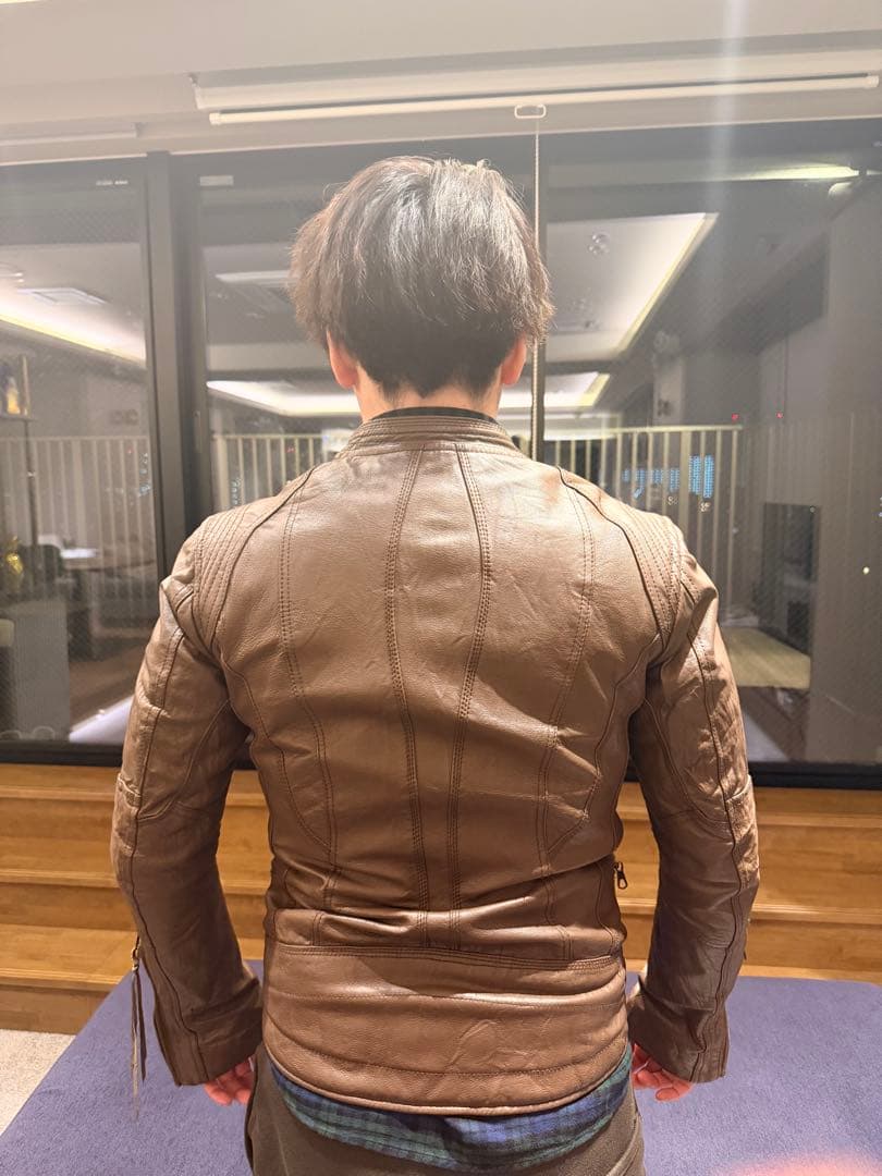 goa 豚皮　ブラウンライダースジャケット