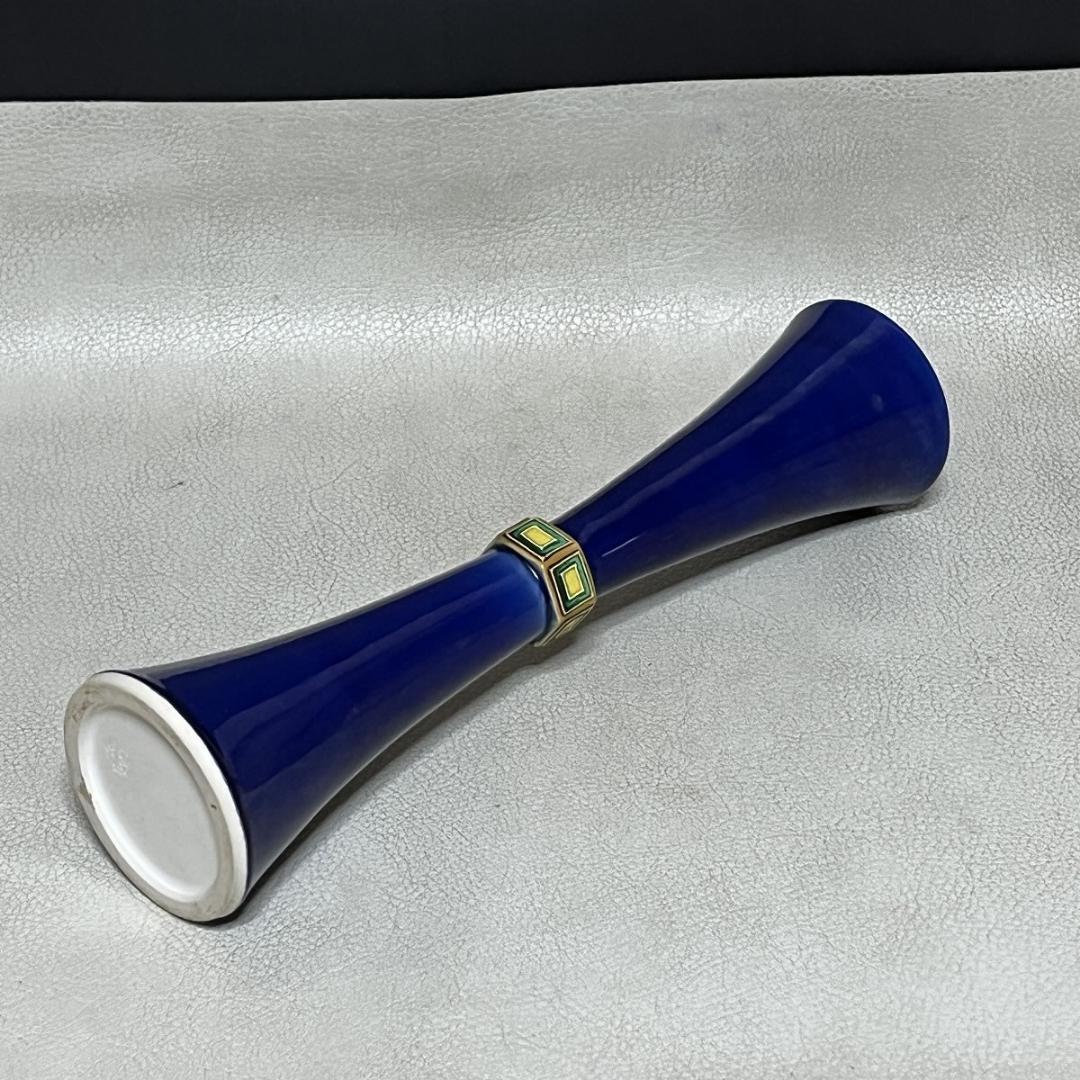 中村翠嵐 交趾 尊式花入 共箱 紺青交趾 花入 【k3522】