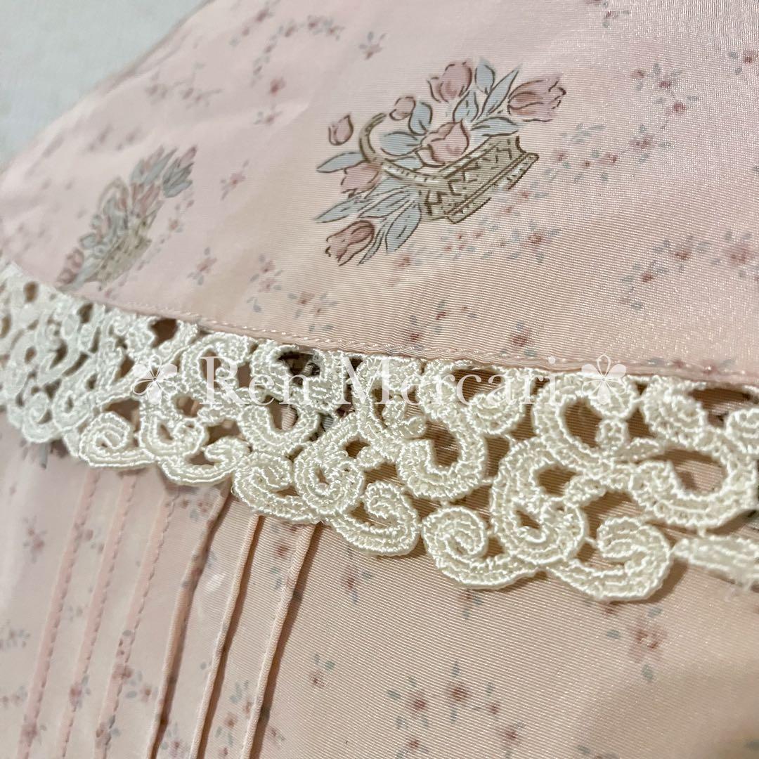 田園詩 ベビーピンク チューリップの花籠ワンピース