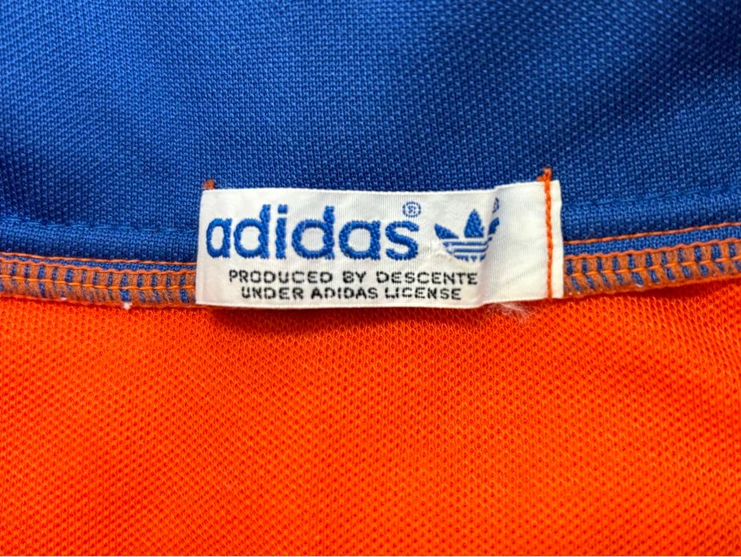 adidas アディダス ヴィンテージ 長袖 ゲームシャツ L オレンジ ブルー