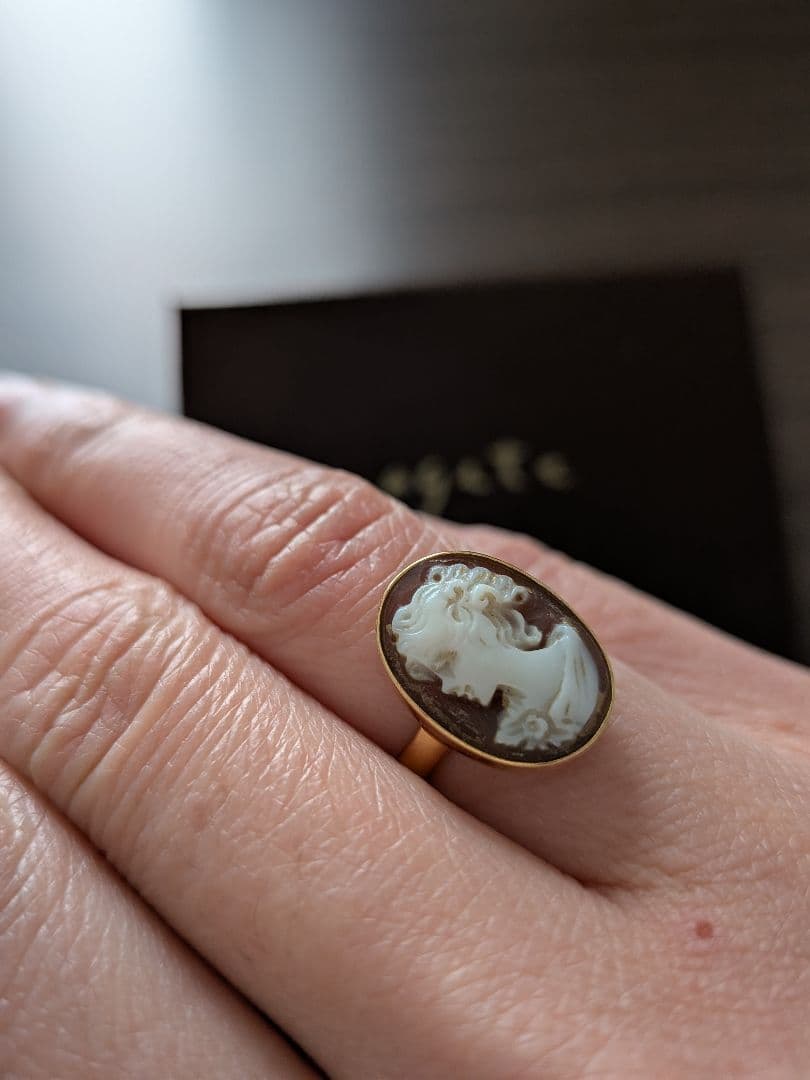 カメオリング 女性の肖像 k18イエローゴールド