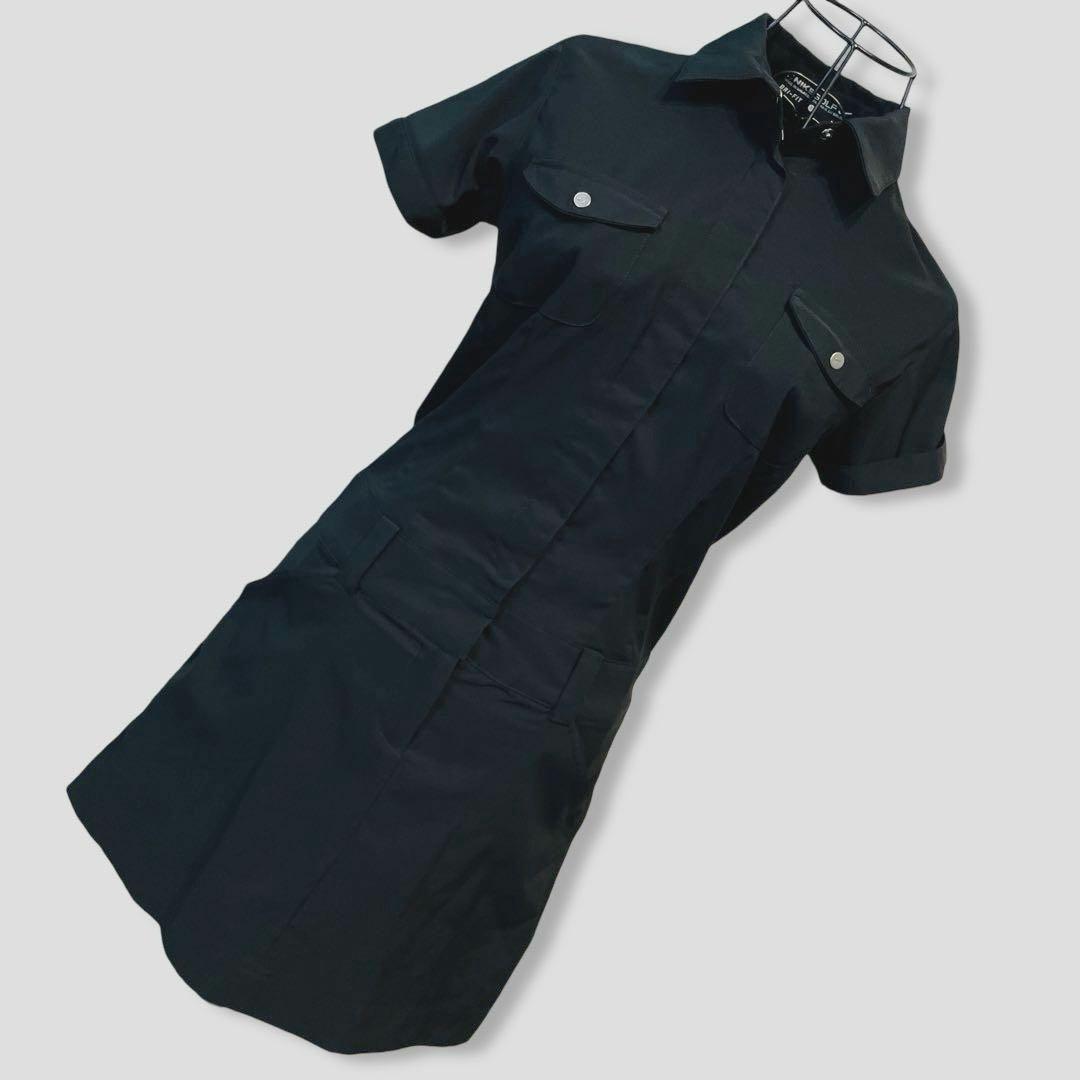 ナイキゴルフ 半袖ワンピース 黒S ドライフィット ピンク刺繍ロゴ 春夏ウェア