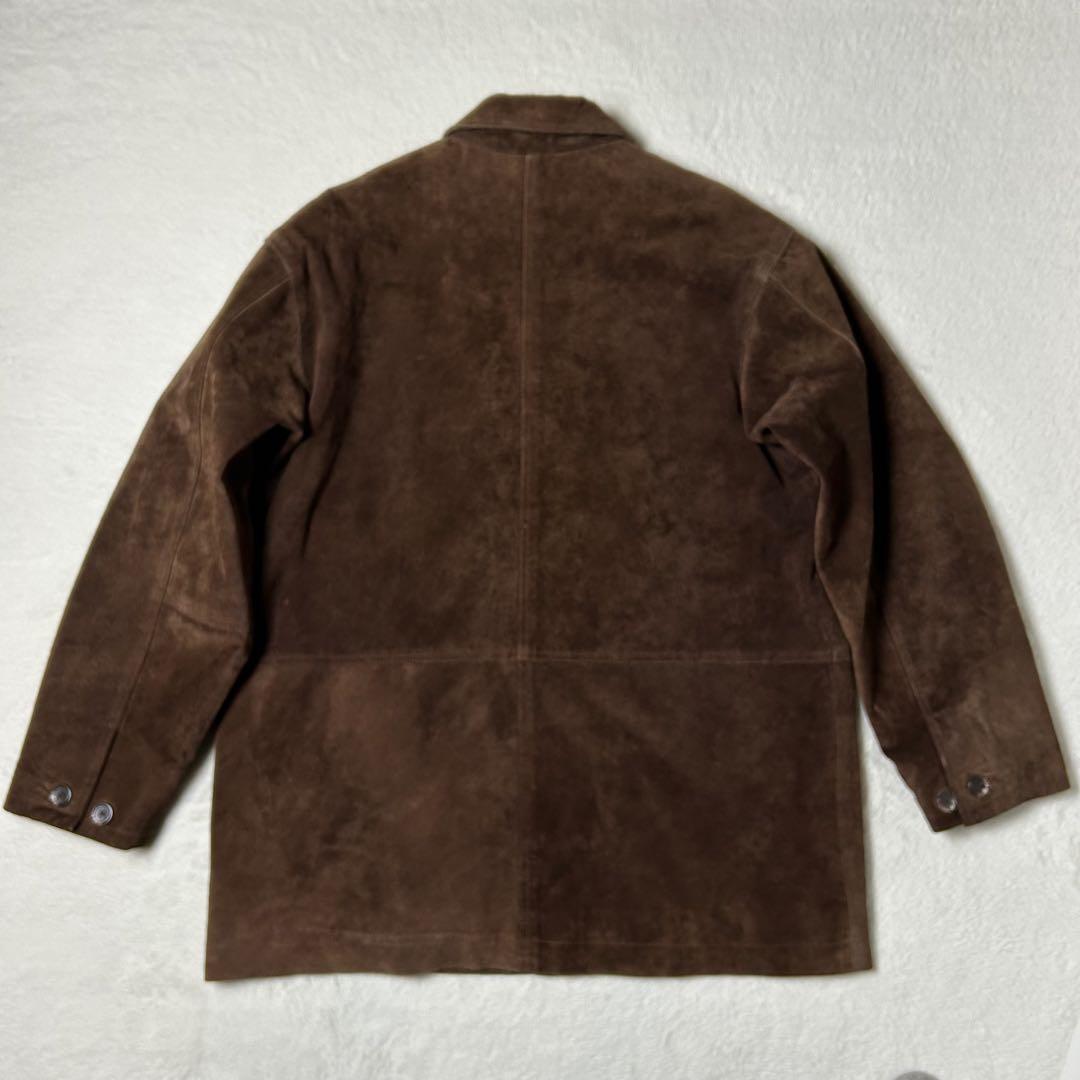 本革❗️ピッグスキン スエードカバーオール コート キルティング裏地 古着