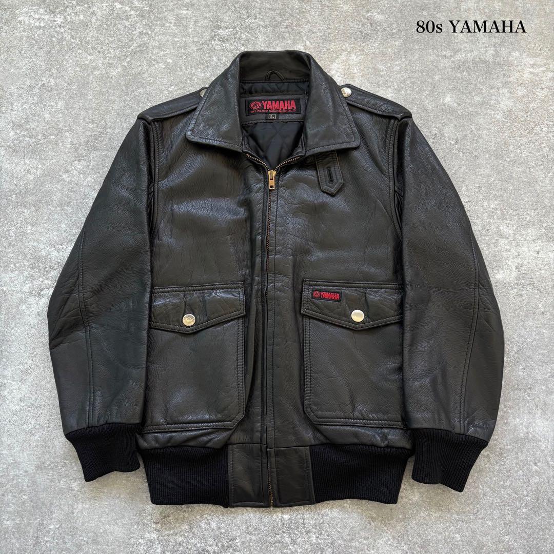 【YAMAHA】 ヤマハ A-2 レザージャケット フライトジャケット ブラック
