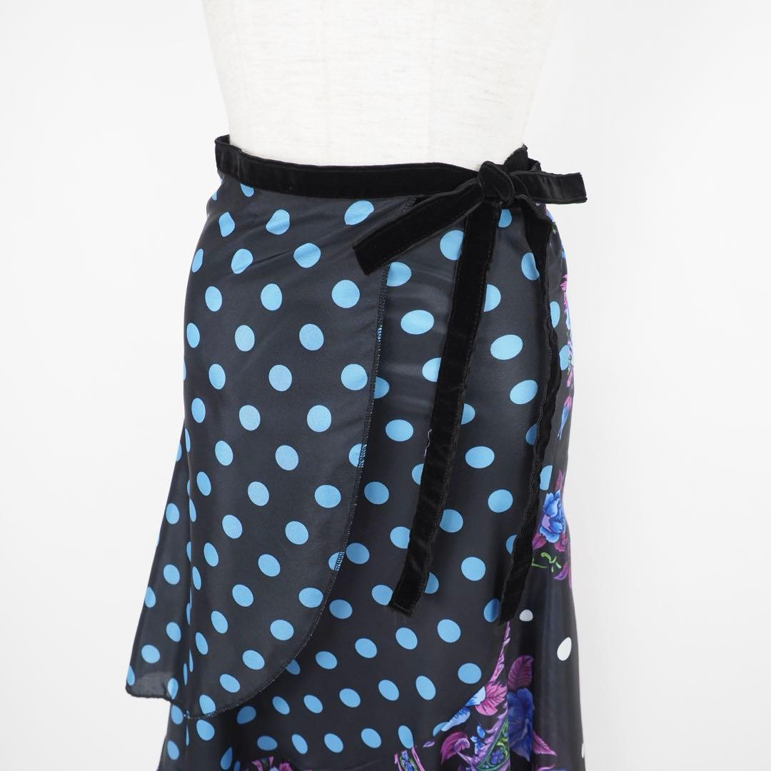 フラメンコ　巻きスカート　新品　フラメンコ衣装　レッスンファルダ　黒　ブルー