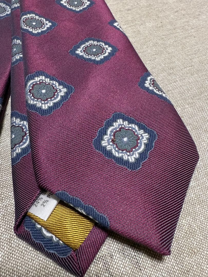 【極美品】FRANCO BASSI／50th Anniv.／小紋柄／ボルドー