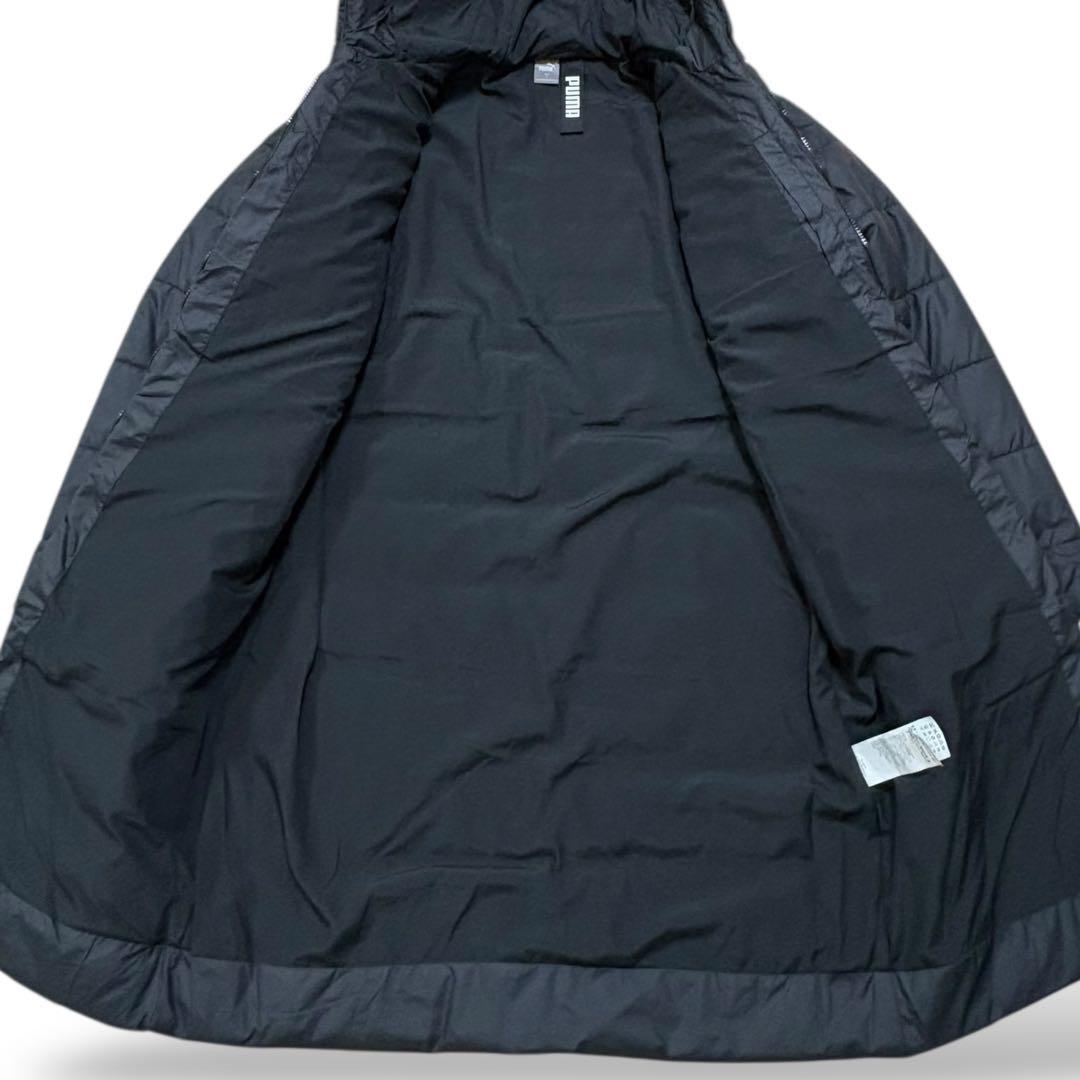 美品 PUMA パデッドロングコート 撥水防寒 黒 M 羽織 CELL フード付