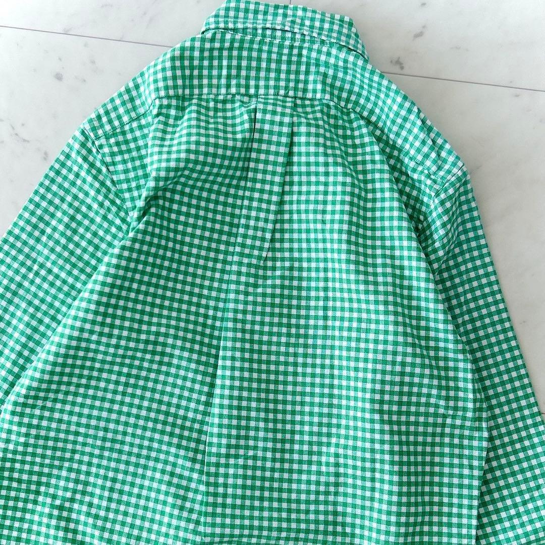 美品 ポロラルフローレン コットン ギンガムチェック ボタンダウンシャツ 緑