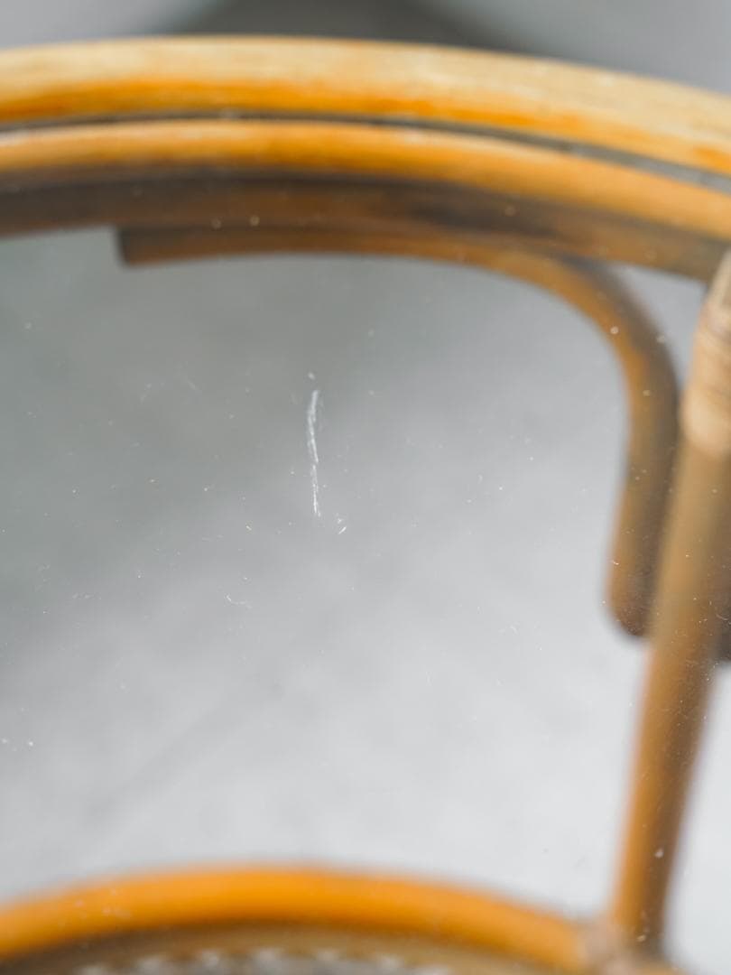 ジャパニーズモダン ヴィンテージ ラタン/藤 ガラステーブル 古道具 レトロ