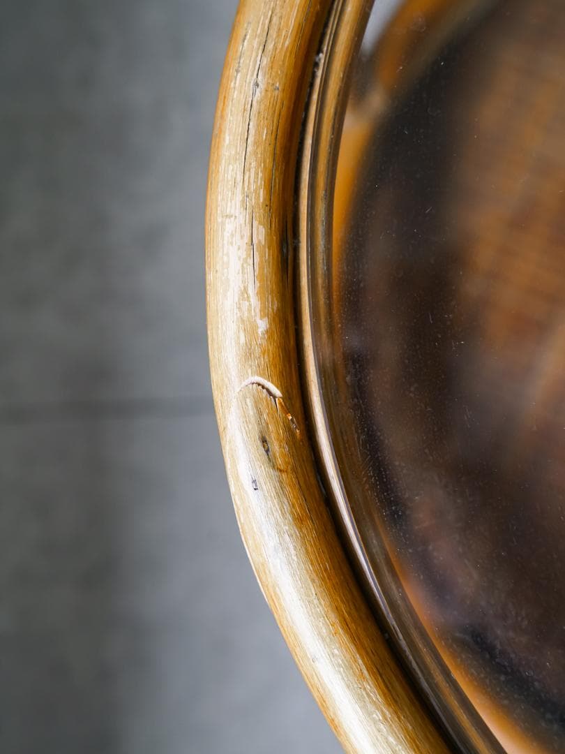 ジャパニーズモダン ヴィンテージ ラタン/藤 ガラステーブル 古道具 レトロ