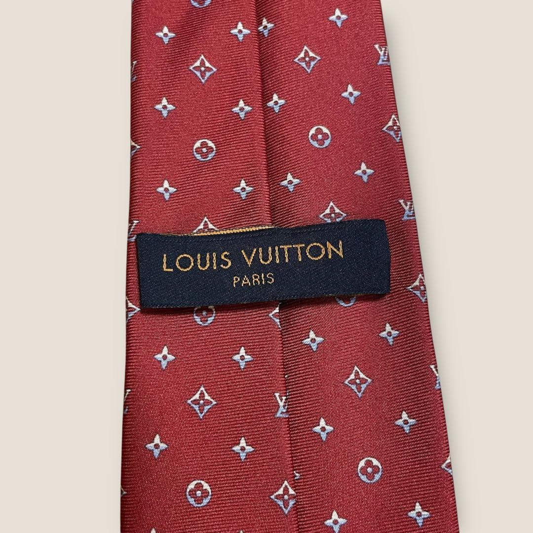 LOUIS VUITTON ルイヴィトン ネクタイ 赤 モノグラム シルク 箱付