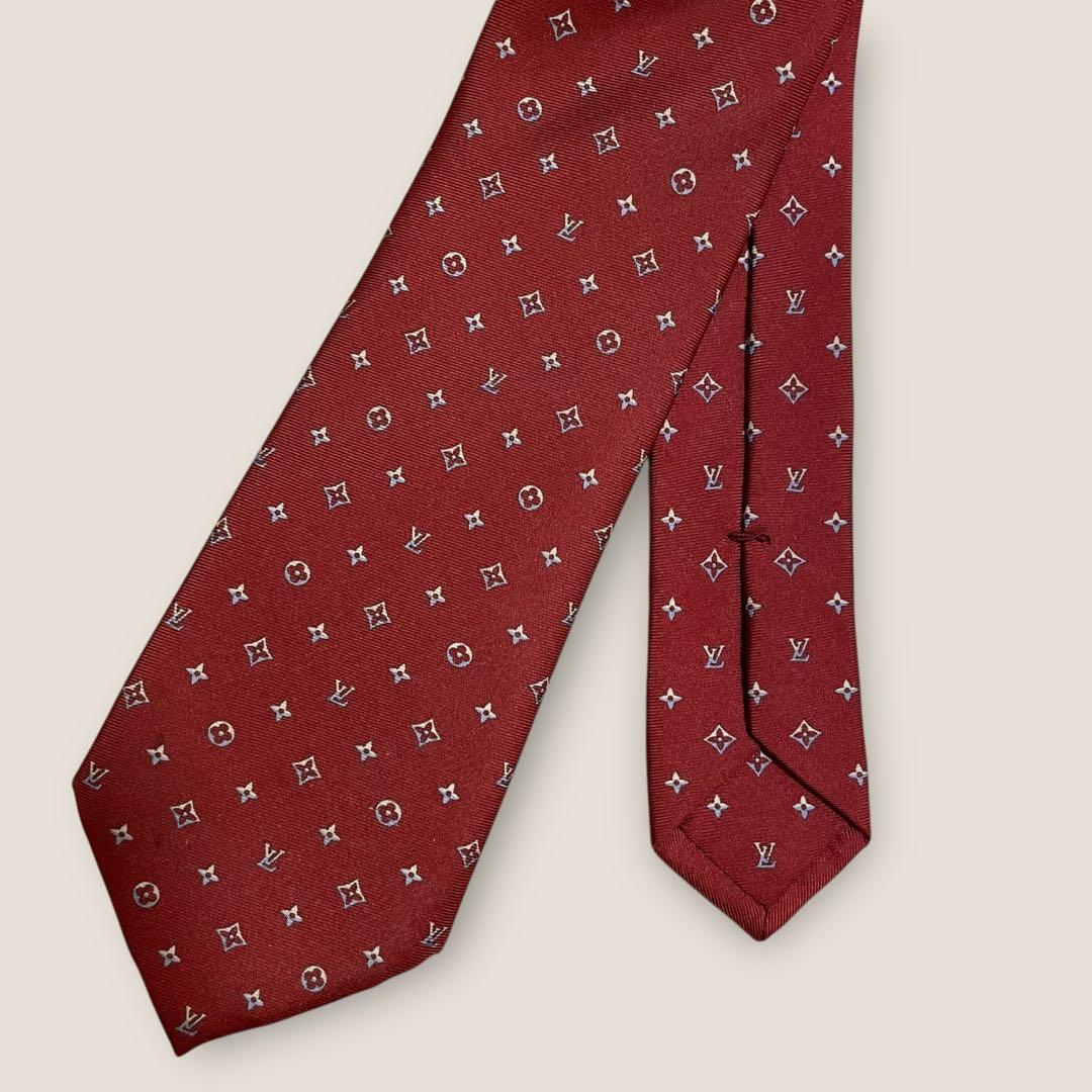 LOUIS VUITTON ルイヴィトン ネクタイ 赤 モノグラム シルク 箱付