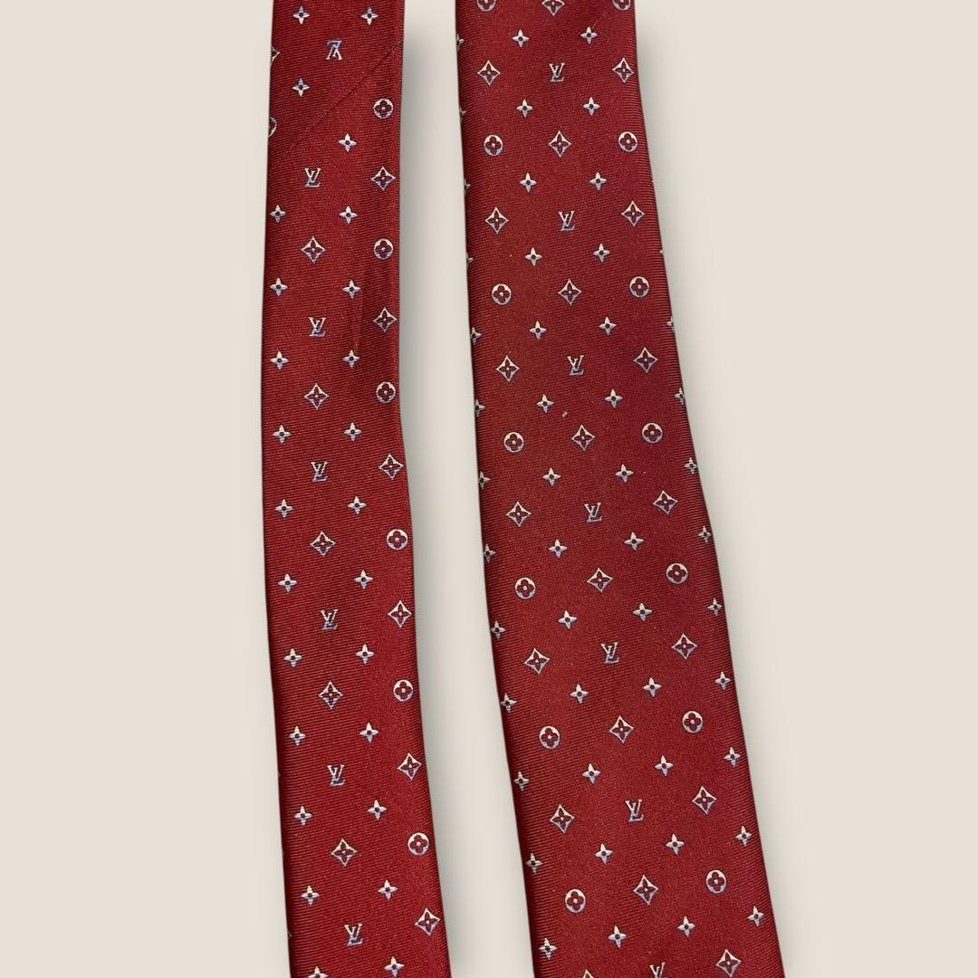 LOUIS VUITTON ルイヴィトン ネクタイ 赤 モノグラム シルク 箱付