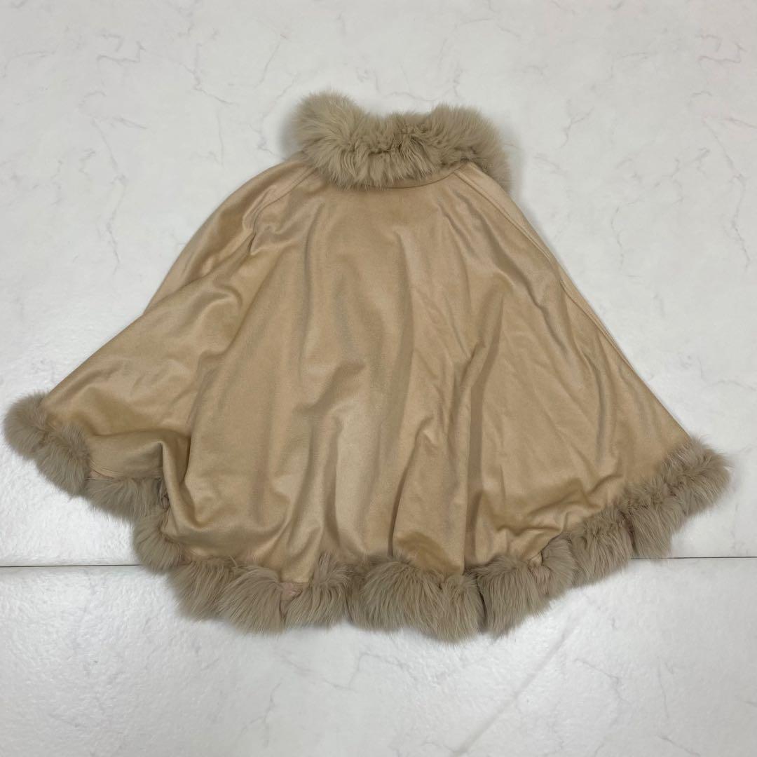 タグ付き新品★SAGA FURS ポンチョ カシミヤ ブルーフォックス M~L