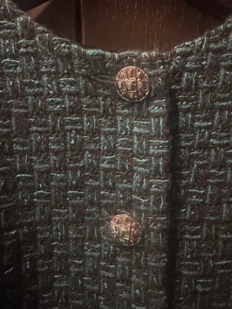 CHANEL シャネル　ダークグリーン ツイード ノースリーブベスト