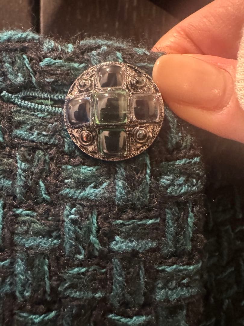 CHANEL シャネル　ダークグリーン ツイード ノースリーブベスト