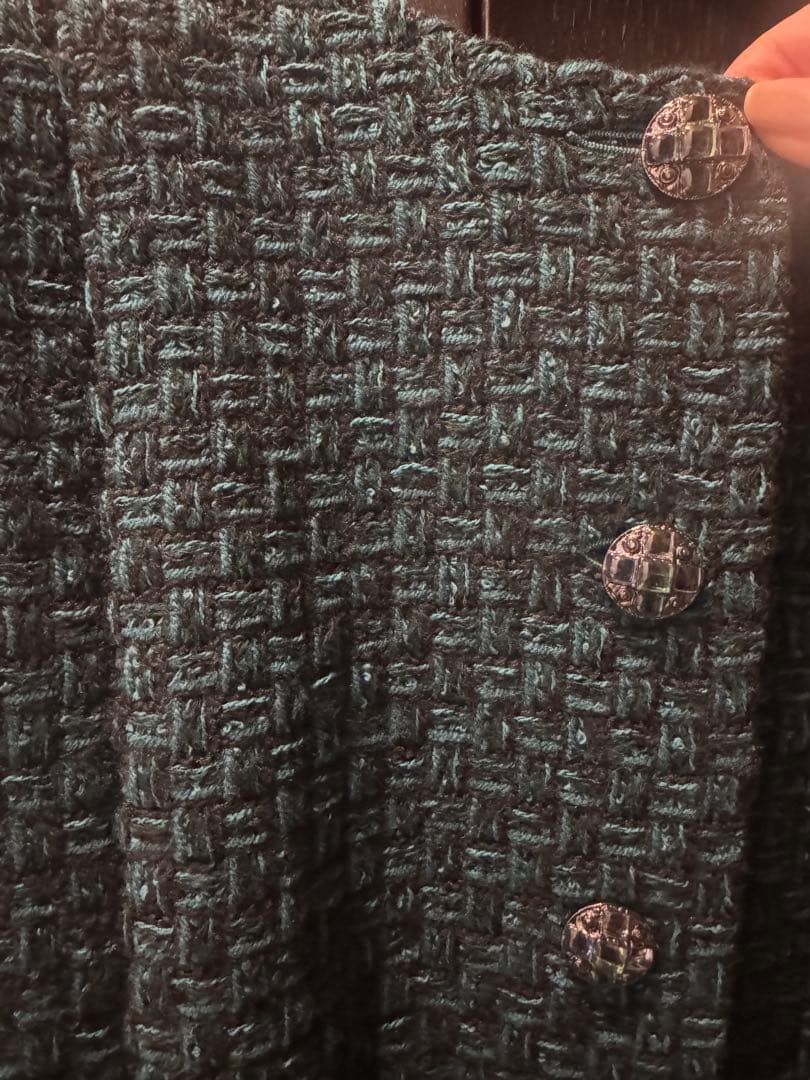 CHANEL シャネル　ダークグリーン ツイード ノースリーブベスト