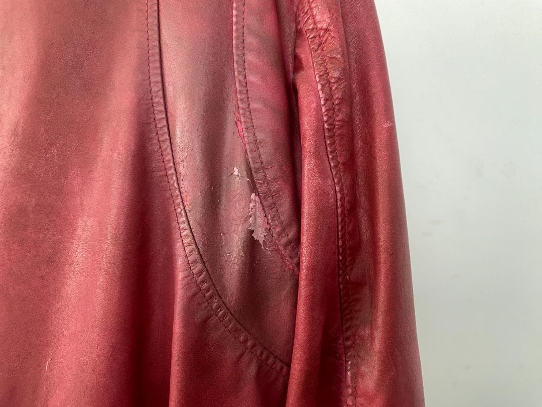 BALMAIN テディ 赤レザージャケット44 11AW アーカイブ デカルナン