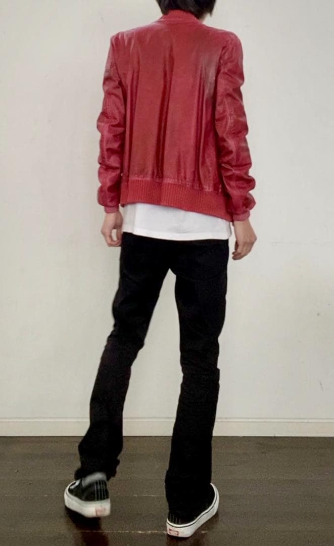 BALMAIN テディ 赤レザージャケット44 11AW アーカイブ デカルナン