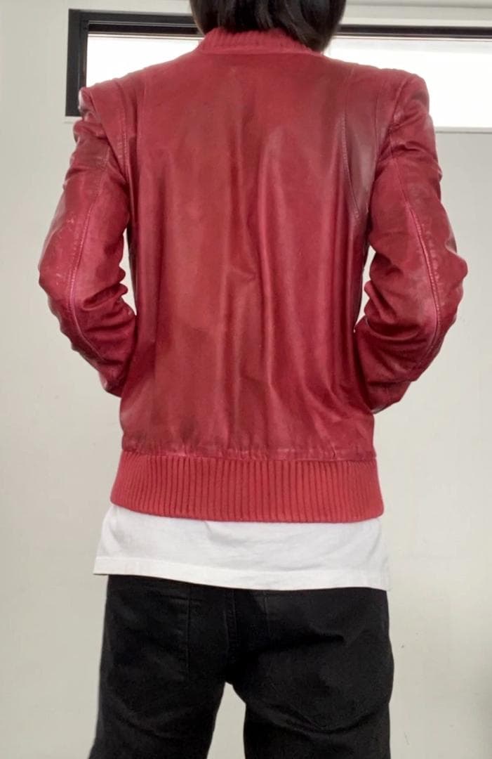 BALMAIN テディ 赤レザージャケット44 11AW アーカイブ デカルナン